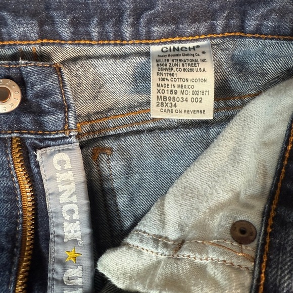 Cinch Jeans Men 28x33 Blue Denim Silver Label Rigid Dark Stone Cowboy MB98034002 - Picture 4 of 11